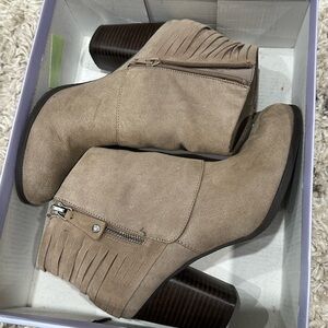 Madden Girl Fringe Tan Ankle Booties